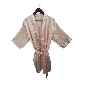 Miss To Mss Peach Satin Kimono Robe With Waist Tie